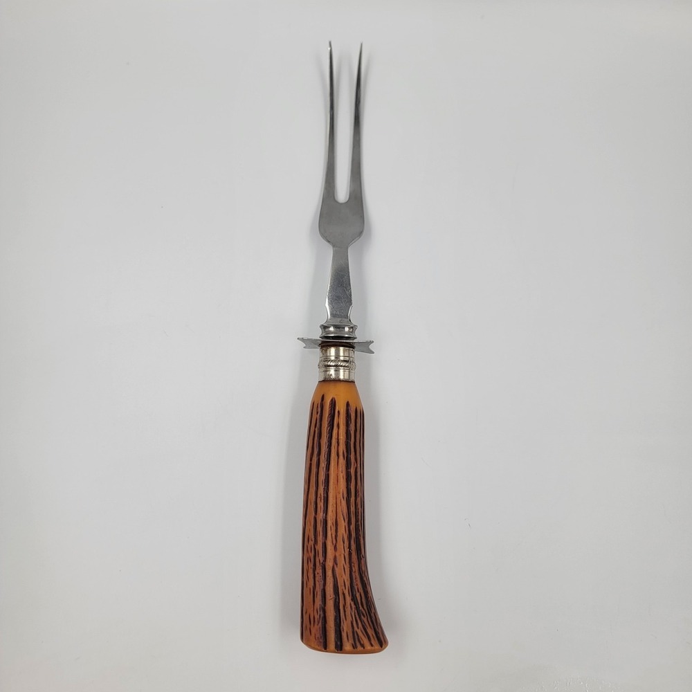 Vintage Faux Antler Handle Serving Fork Stainless Sheffield England